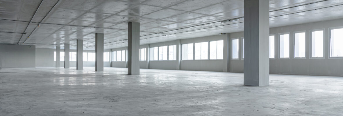 Empty room office space building with cement material structure