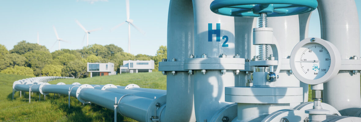 A hydrogen pipeline to houses illustrating the transformation of